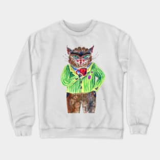 Cat in a suit with coffee Crewneck Sweatshirt